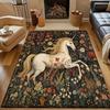 1PC Classic Print Unicorns and Flowers Carpet for Living Room Bedroom Bedside Sofa Table Floor Mat Home Area Rug Decoration