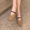 Eckige Zehenpartie Mesh Damen Ballerinas Flats Sandalen Sommer 2025 Neuer Designer Lässige Slipper Mary Janes Schuhe Zapatillas Sandalias