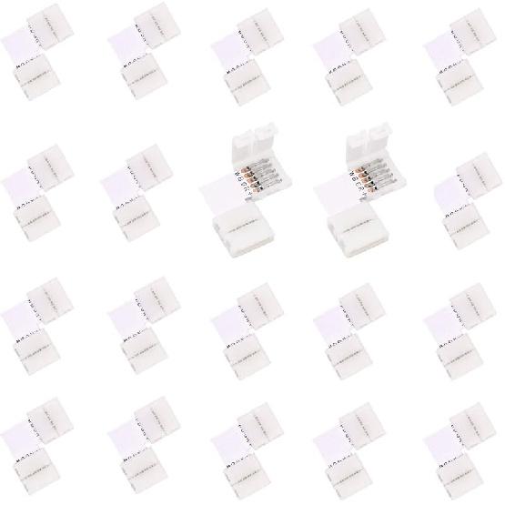 L Shape 5 Pins Connector 10mm Right Angle Corner Solderless Connector Clip for SMD 5050 RGBW RGBWW Fireproof Material 5 Conductor LED Strip Lights