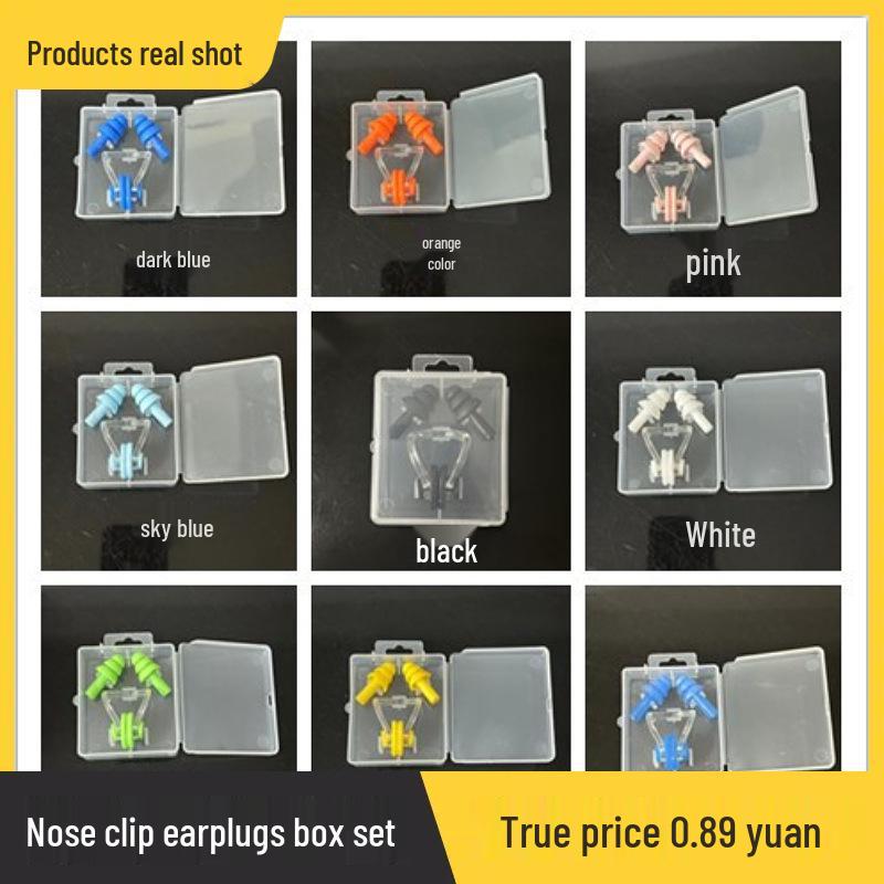 Nose Clip & Earplugs Set for Swimming - Soft Silicone, Waterproof, Universal Fit for Adults and Children
