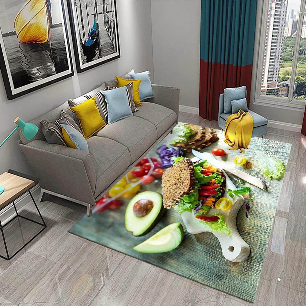 Vegetable Food Theme Carpet Doormat for Bedroom Kitchen Home Floor Decor Living Room Carpet Hallway Bathroom Anti-slip Area Rug