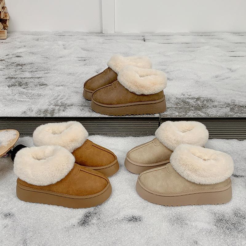 Women's Fur Mouth Large Size Soft Sole Winter Warm Fur Snow Boots Padded Lined Ankle Boots Non-Slip Hiking Casual Sports Cotton Boots