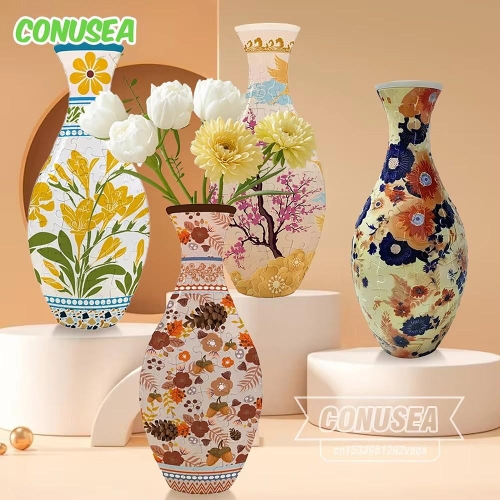 DIY Arts 3D Puzzlef Flower Vase Flower Arrangements Puzzle Kit 3D Art Puzzle Vase for Adults