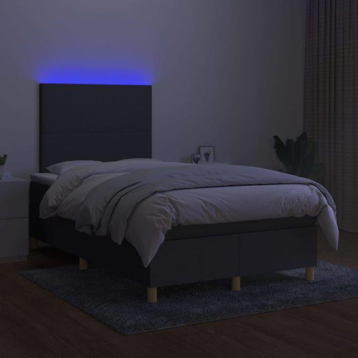 Maison Exclusive - Sommier à lattes de lit et matelas et LED Gris foncé 120x200 cm