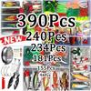 Fishing Lure Kit Soft and Hard Bait Set Gear Layer Minnow Metal Jig Spoon For Bass Pike Crank Tackle Accessories 18-390Pcs