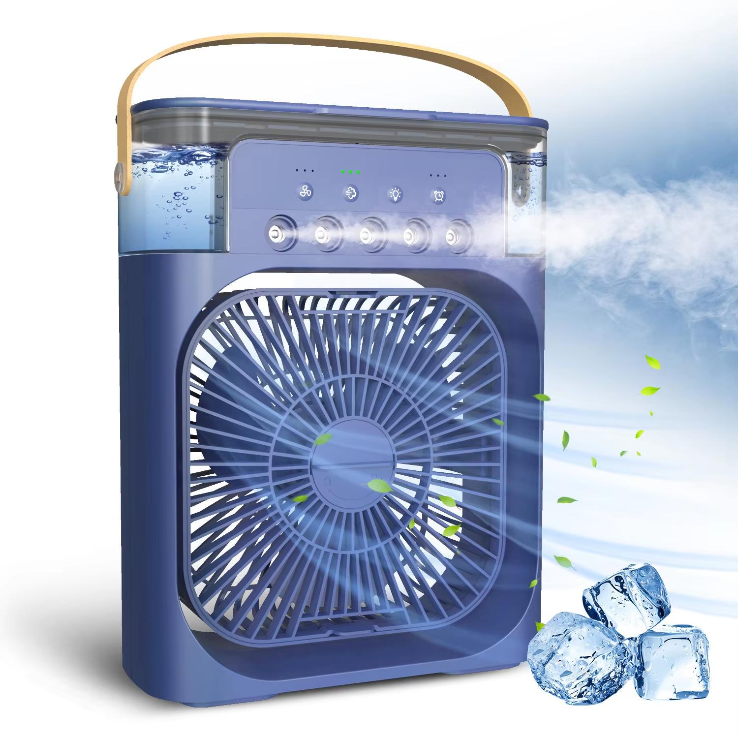 

3 in 1 Smart Healthy Fan Light Emitting Diode Night Light Portable Humidifier with Air Conditioning Home Office New Air синій