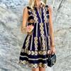 New Spring and Summer European and American Women's Clothing Printed Sleeveless Retro Dress