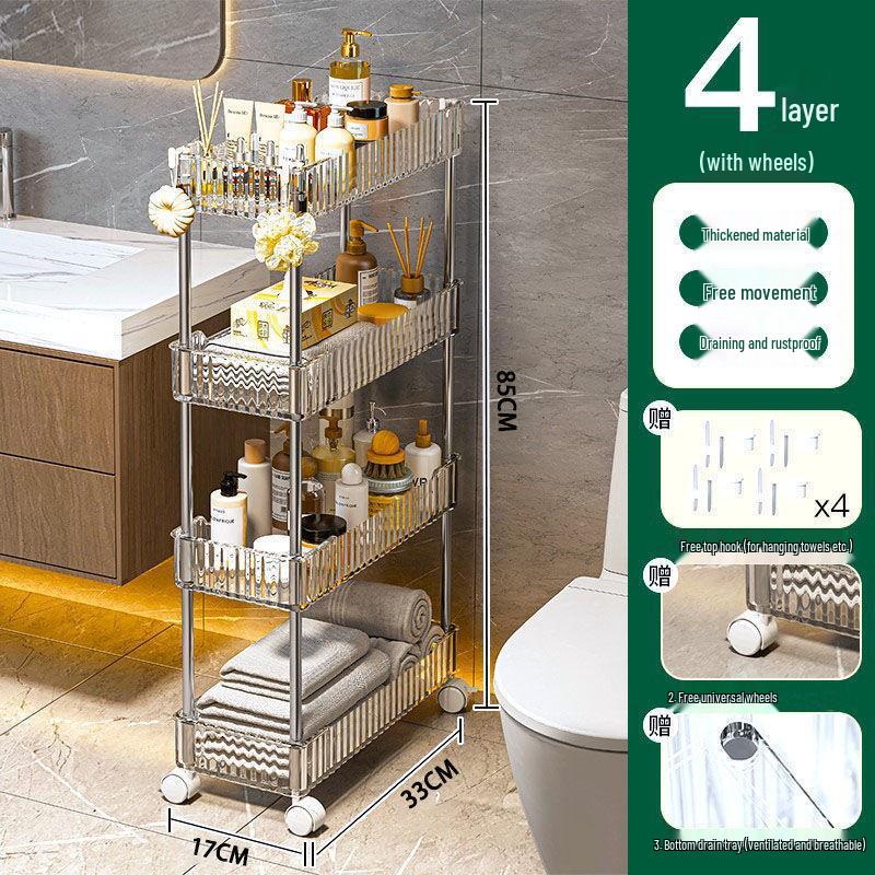 Compact Multi-Layer Mobile Storage Rack for Kitchen, Bedroom, or Bathroom