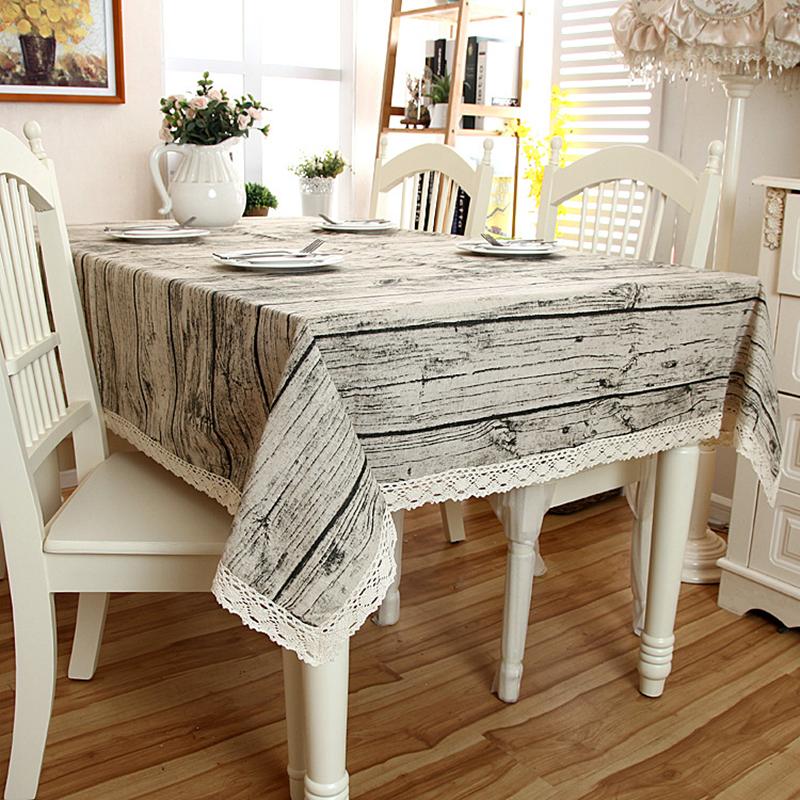 Cotton Linen Tablecloth Artificial Bark Wood Grain Pattern Pastoral Style Cover Washable Table Cloth For Tea Table