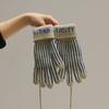 Thickened Striped Gloves Wool Winter Velvet Mittens Retro Knitted Gloves  Outdoor