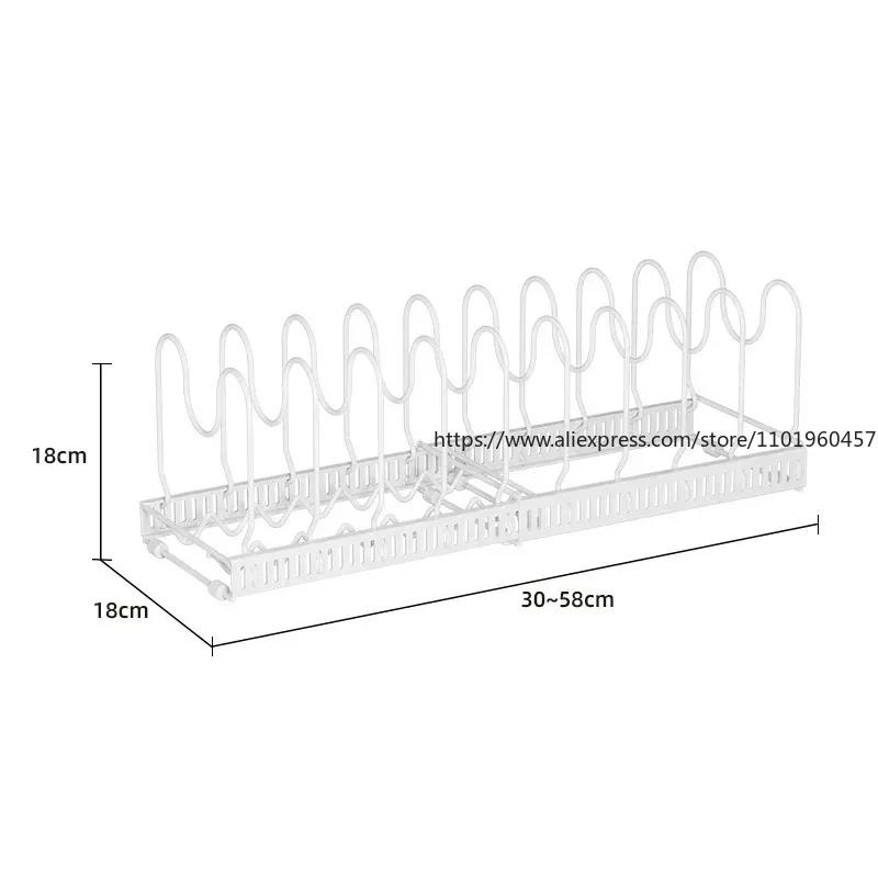 Suport de depozitare pentru vase de gătit Organizator de depozitare pentru tigaie Accesorii pentru bucătărie, bol ajustabil pentru vase Raft de uscare multifuncțional