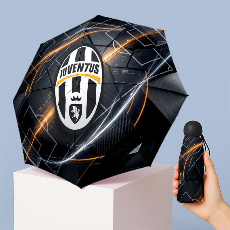 Ombrello Pieghevole Compatto Antivento Impermeabile Leggero con Stampa Pattern Juventus FC, Mini 5 Pieghe, 8 Stecche, Portatile
