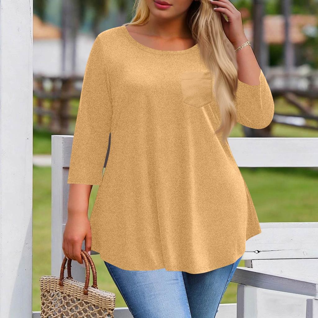 Women's Plus Size Fashionable Casual Loose-Fit Blouse With 3/4 Sleeves