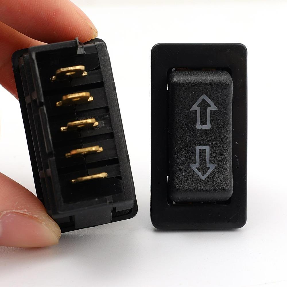 Electric Car Window Lifter Switch Button 5 Pin 12V 20A Universal Auto Power Control Master Red/Blue LED Light Interior Accessory