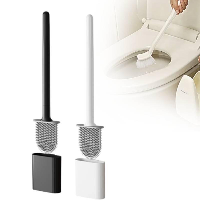 Toilet Silicone Brush Deep Cleaner Brushs Nonslip Long Plastic Tool Handle