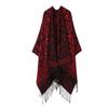 Women Men Knitted Shawl With Tassels Floral Warm Faux Cashmere Wrap Scarf Winter