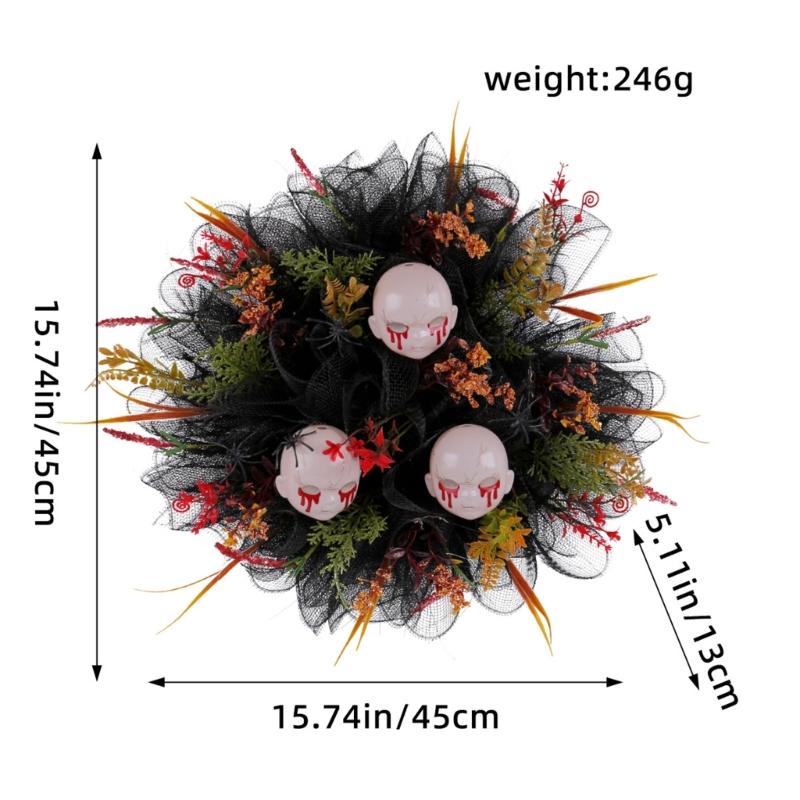 Halloween Skull Wreath Front Door Wreath Artificial Wreath for Front Door Farmhouses Wedding Halloween Decorations