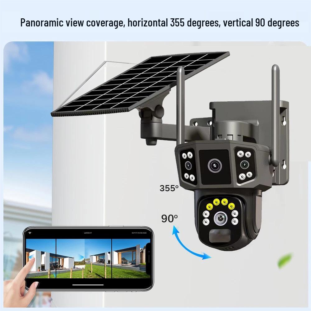 V380Pro Dual-Lens 4G Solar CCTV Camera for Outdoor Home Remote Monitoring
