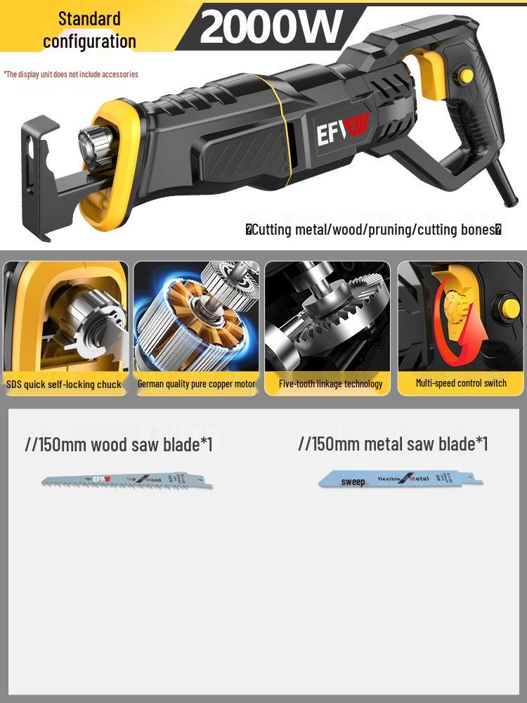 Universal Electric Reciprocating Machete Saw for Wood, Steel, Bone, and Walls
