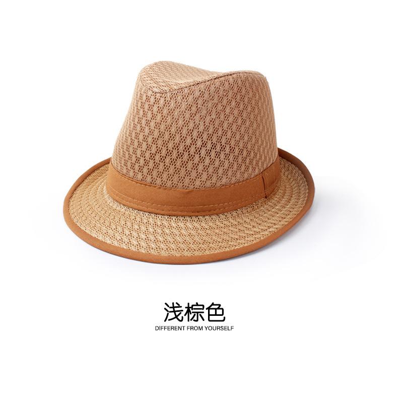 Gentleman's new summer net top hat, full net breathable sunshade jazz hat, middle-aged and elderly bucket hat, men's hat, grandpa hat