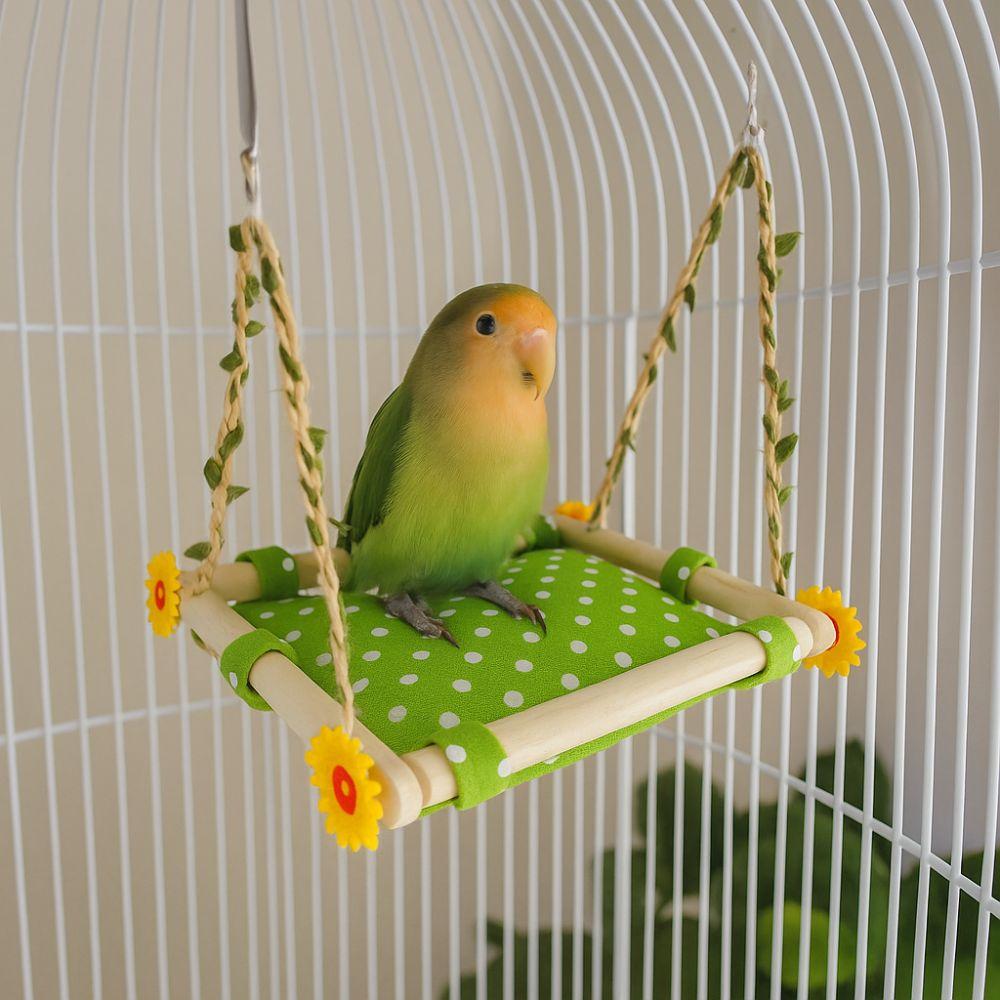 Bite Resistant Bird Swing Toy Removable Bird Cage Perch Bird Hanging Hammock  for Bird Cage