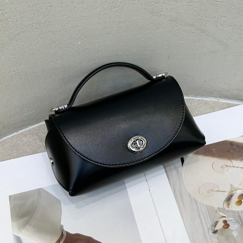 

Leather Small Square Bag Women s Retro Crossbody Handbag Top Layer Of Vegetable Tanned Cowhide Commuting Phone 19x8x11CM чорний