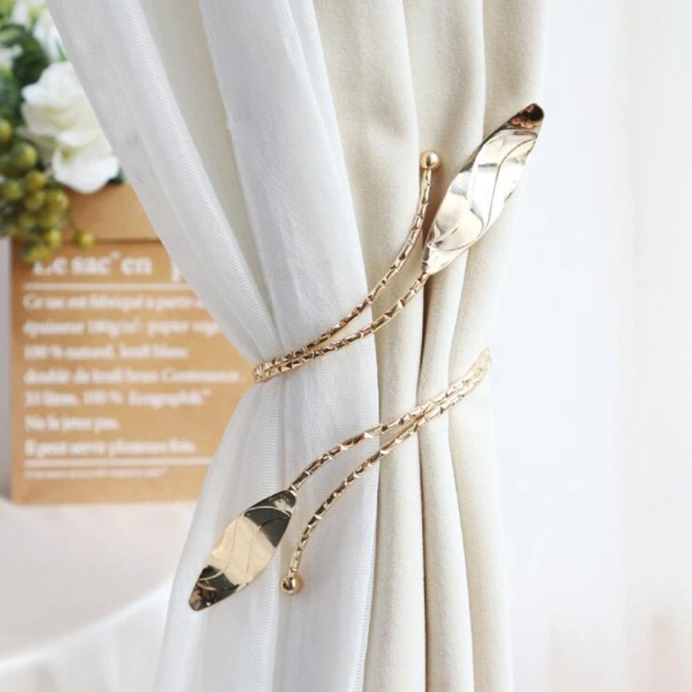 

Leaf Shape Metal Curtain Tiebacks Buckle Clip Adjustable Clip Curtains Tie Holder Vintage Style Curtain Pull Hook Home Decor