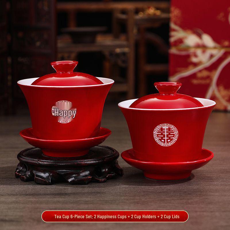 Wedding Tea Cup Set - Toasting Pair, Happy Bowls & Cups, Complete Wedding Supplies