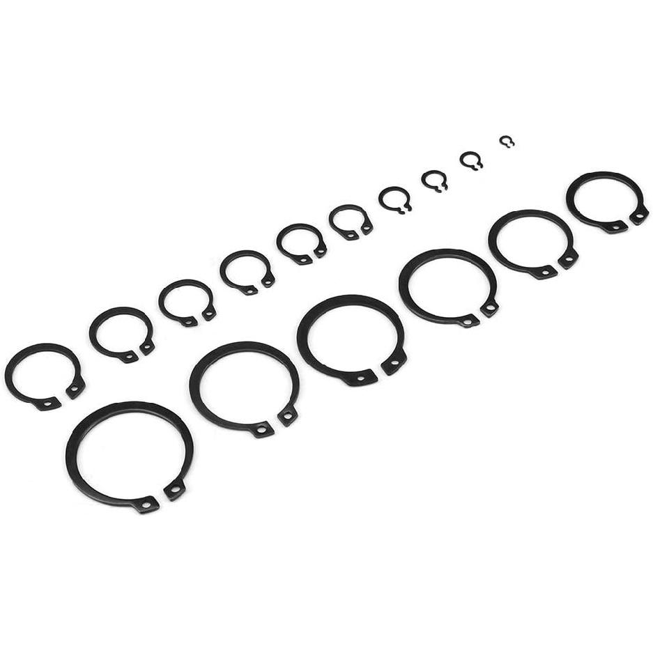 

150pcs Black C-Clip Assortment Kit 3mm-32mm Internal/External Retaining Rings for Industrial Fasteners(18 Sizes with Box)