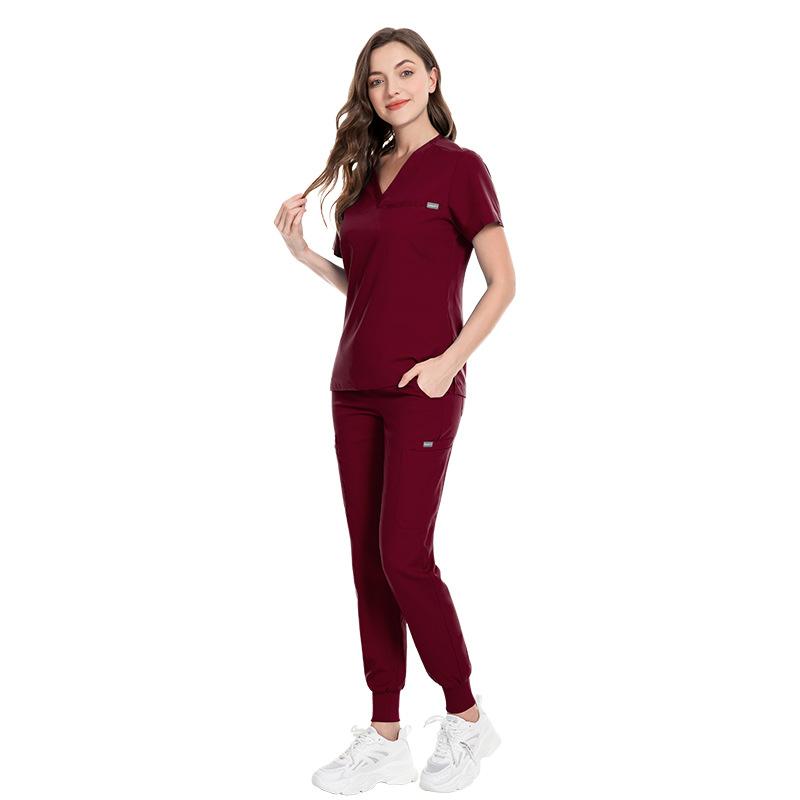 Women's Hand Washing Clothes Set, Oral Clinic Operating Room Nurse Uniform, Short-sleeved V-neck Top