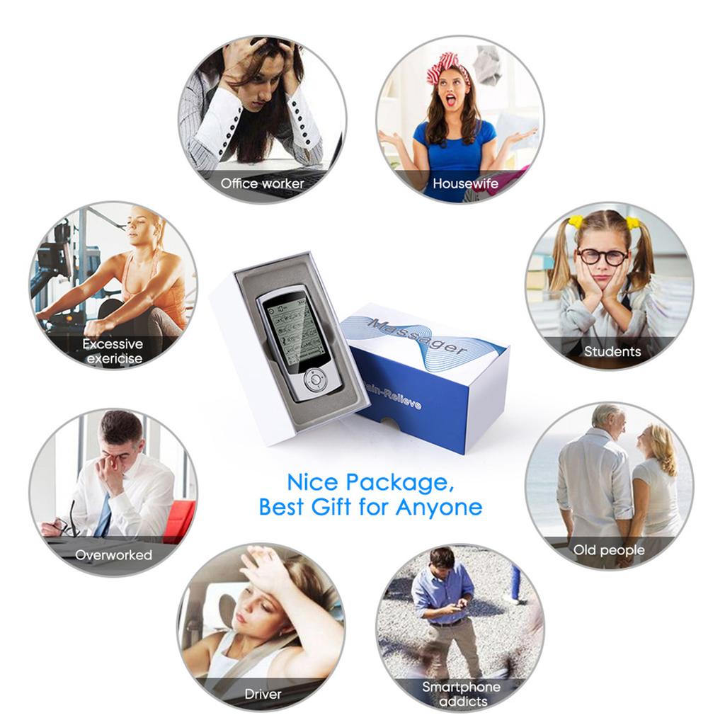 Haofy Electronic Pulse Massager, Dual Channel Tens Unit Rechargeable EMS Muscle Stimulator with