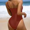 Costume da bagno da donna, triangolo, pezzo unico, tinta unita, piastra di giunzione, monospalla, bikini scolpito