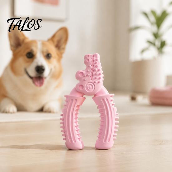 Safe Pet Toys Vise Shaped Dog Chew Toy, Bite Resistant TPR Puppy Teething Chewing Toy for Teeth Cleaning & Gum Massage