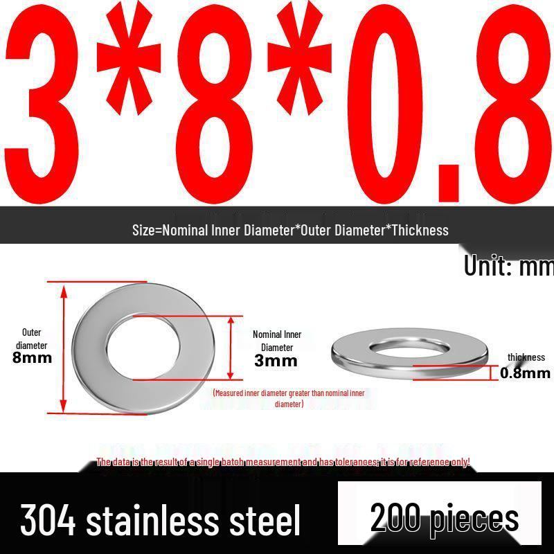 Thickened 304 Stainless Steel Flat Washer Spacer (M2-M36)