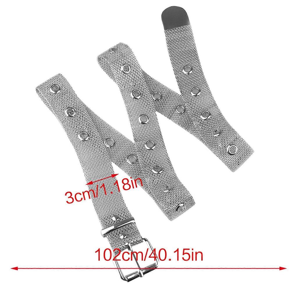 Verstellbarer Taillengürtel Modern Sexy für Street Dance Musikfestival Jeans Kleid Gürtel Körperschmuck Vielseitig Metallische Glieder Silber