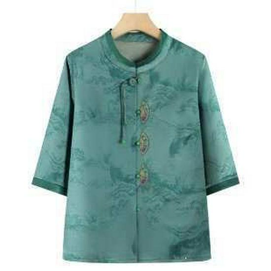 

Grandma Summer Tang Suit: Chinese Style Women s Top for Seniors 2XL (105-120 Jin)