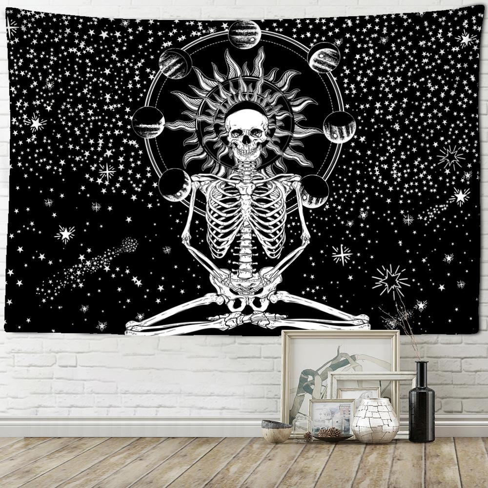 Planet Skull Frame Tapestry Wall Hanging Dark Hippie Tapies Psychedelic Witchcraft Living Room Home Decor