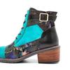 Johnature Handmade Printing Contrast Short Boots Retro Casual Comfort Genuine Leather Women Shoes