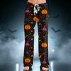 Women's Halloween Print Drawstring Wide Leg Pants for Casual Home Wear