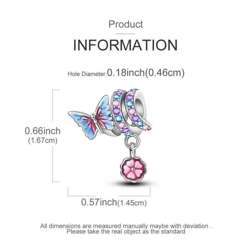 Charm Genuine Copper Tulip Butterfly Chameleon Pendant Piece Bead Elements Suitable For Authentic Bracelet Style For Women Jewelry Creation Present
