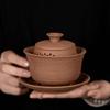 Coarse Pottery Old Rock Clay Raw Gaiwan Ore Handmade Tea Tureen  Anti-Scald Large Tea Bowl Chinese Traditional Tea Set Household