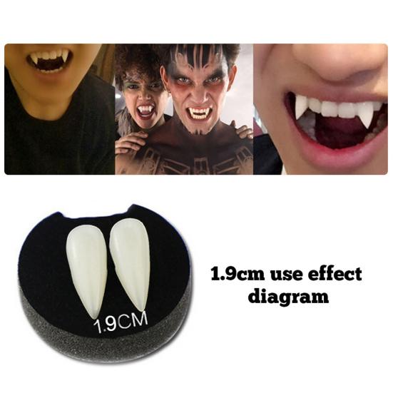 2Pcs Fake Luminous Vampire Teeth Fangs Dentures Halloween Cosplay Party Favors