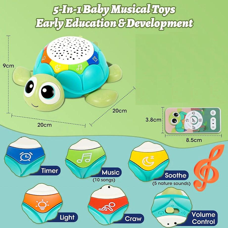Baby Toys Musical Crawling Turtle Baby Toys with Light Sound Remote Crawling Elephant Early Developmental Toys