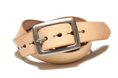 [recurrence (cowhide)] Belt, Shoulder Leather, Garrison Buckle, Men's & Women's, Casual, Vegetable-tanned Leather, Rivet Closure, Single Piece