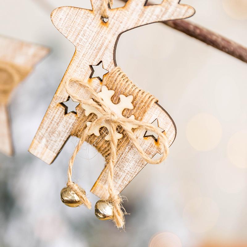 Wooden Christmas Tree Five Pointed Star Reindeer Socks Small Pendant Decoration Christmas Decoration Christmas Tree Pendant Matching