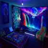 1PC Colorful Waterfall UV Response tapestry, Moon Night Sky Natural Landscape Black Light Home Decoration tapestry