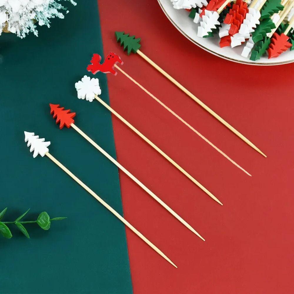 100 Disposable Christmas/Halloween Ghost Toothpicks,Snowmen,Christmas Trees,Christmas Fruit Picking,Christmas Decorations,Christmas Party Supplies