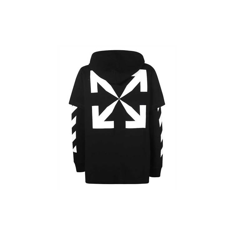Off-White Ss21 Mona Lisa Print Doppellagiger Hoodie Herren Oberteile Schwarz OMBB051R21FLE0011001