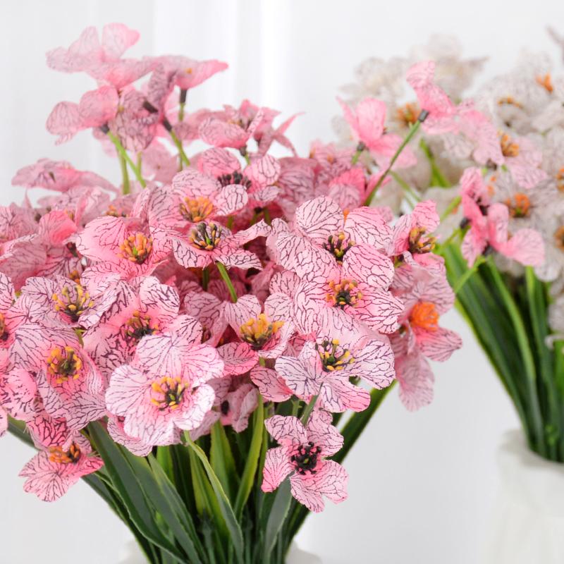 1 Bouquets Artificial Violet Flowers Silk Flowers Fake Grass Plants For Wedding Home Garden Decoration Birthday Xmas Party Decor