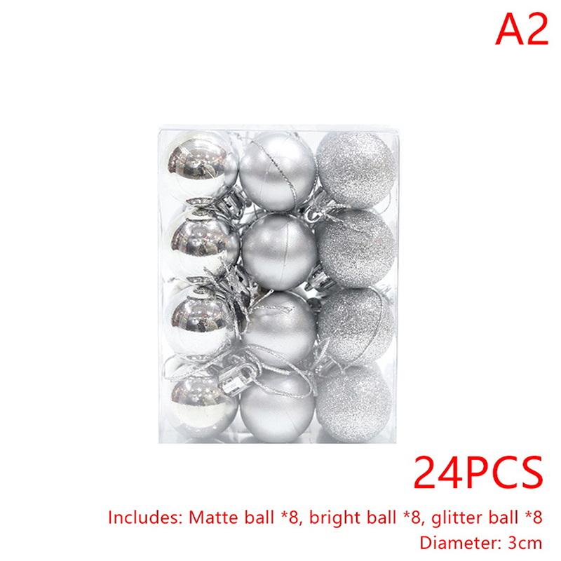 24 Piezas 3Cm Adornos de Bolas de Navidad Bolas para Árbol de Navidad Colgante para Árbol de Navidad Suministros Festivos para Fiestas Decoración Navideña